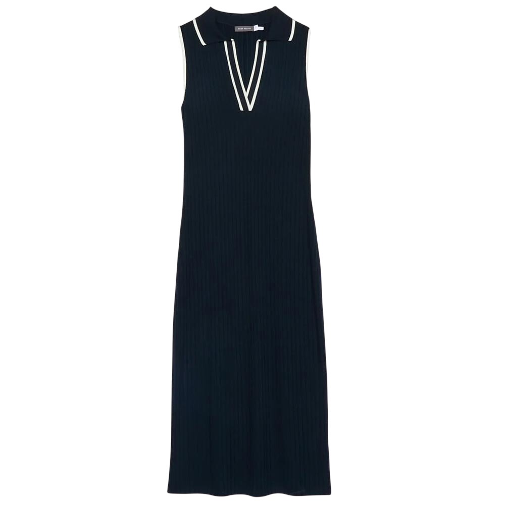 Mint Velvet Navy Jersey Sleeveless Polo Midi Dress